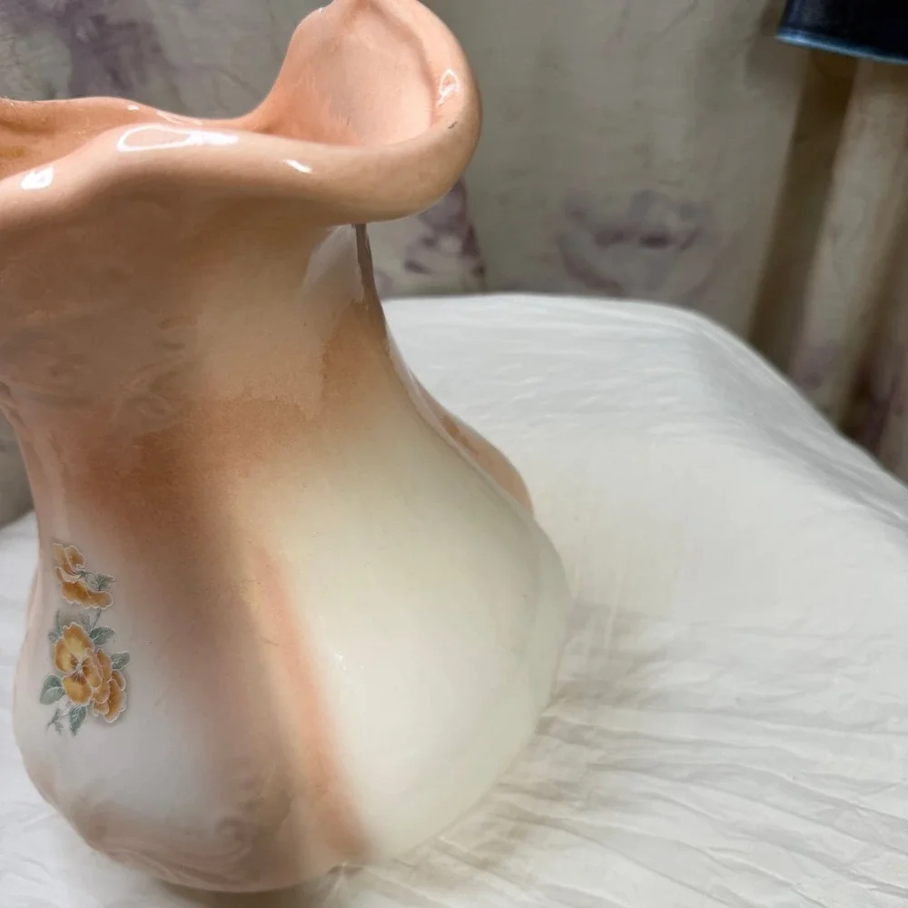 VINTAGE IRONSTONE WATER PITCHER Peach‎ vase